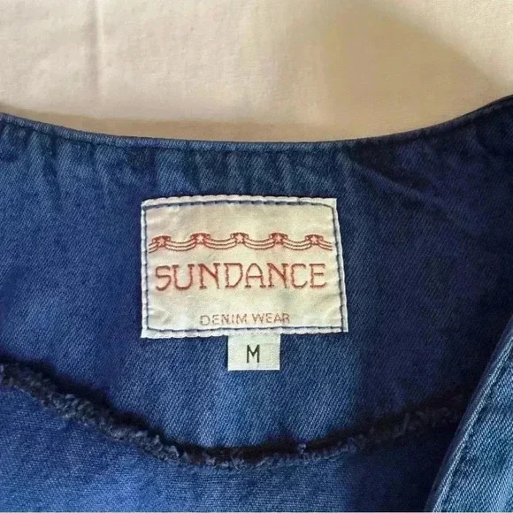 Vintage 80's Sundance Denim Vest Size Medium Acid Wash Painted Southwest Aztec - Picture 2 of 9